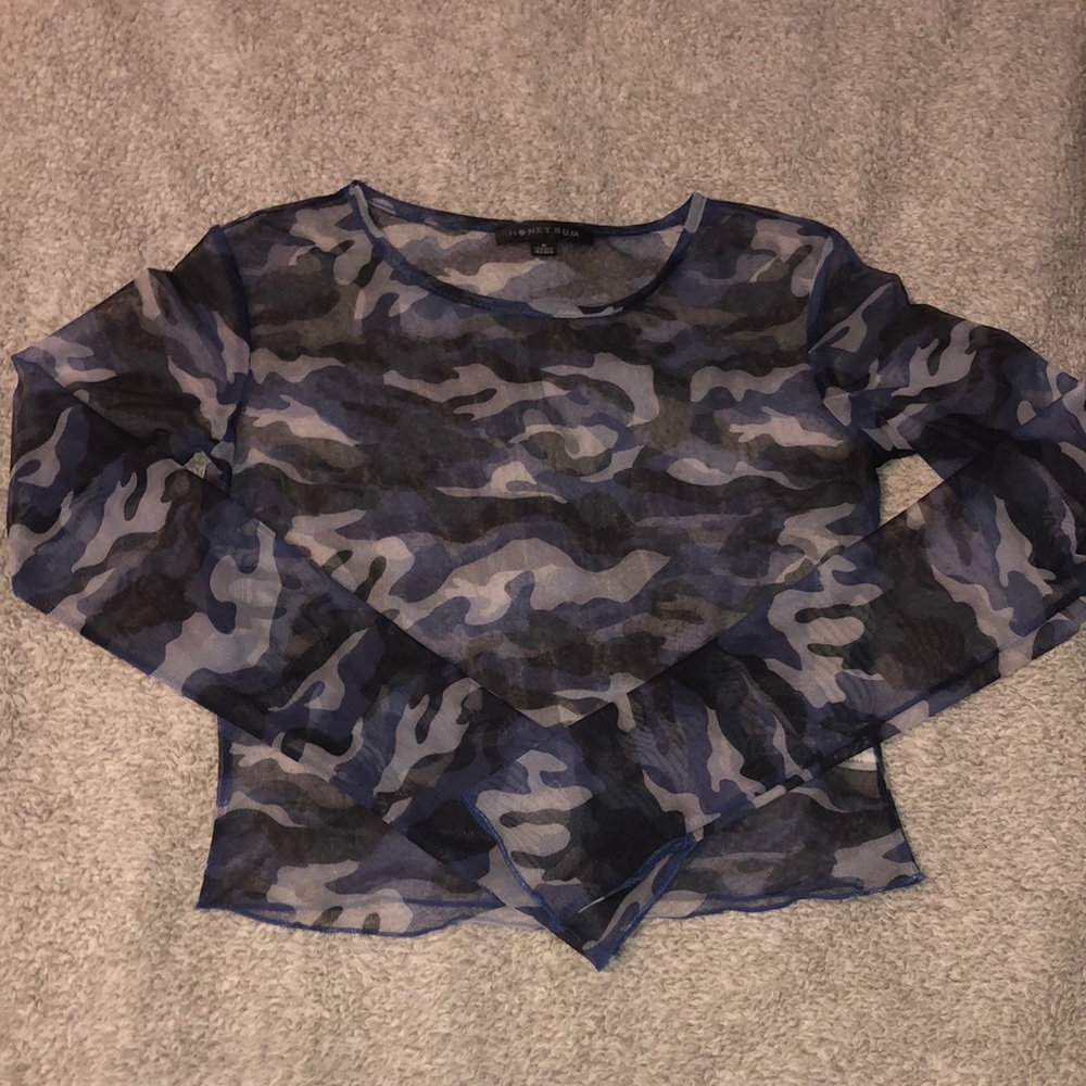 Honeybum Camo Mesh Crop Top